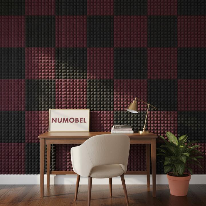 Foam Pyramid Duo Tiles – Black + Maroon