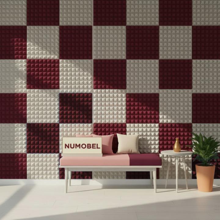 Foam Pyramid Duo Tiles – Grey + Maroon
